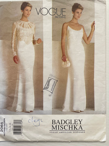 BADGLEY MISCHKA TOP & DRESS: Vogue Sewing Pattern 1997 Sizes 12-16 Uncut *2065