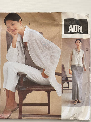 ADRI JACKET, DRESS, TOP, SKIRT, PANTS: Vogue Sewing Pattern 1999 Sizes 8-12 Uncut *2279