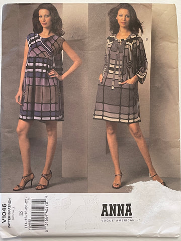 ANNA SUI DRESS: Vogue Sewing Pattern 2008 Sizes 14-22 Uncut *V1046