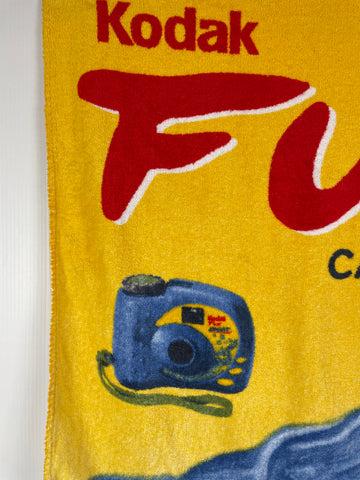 ONE ONLY: Vintage 90s Cotton Beach Towel Kodak FunSaver Sport Camera 66cm x 126cm