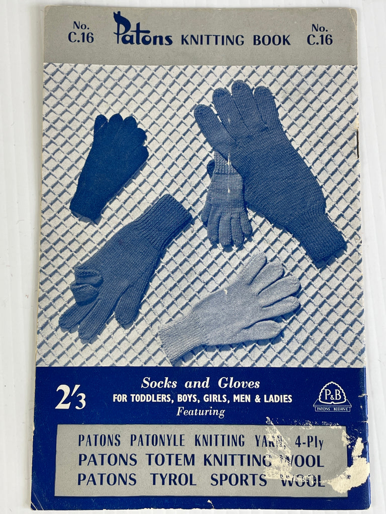 1940s? Patons Knitting Book No C.16 knitting socks and gloves for all