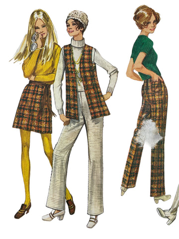 SKIRTS, VEST, PANTS: Simplicity 1971  size 12 factory folded complete *8955