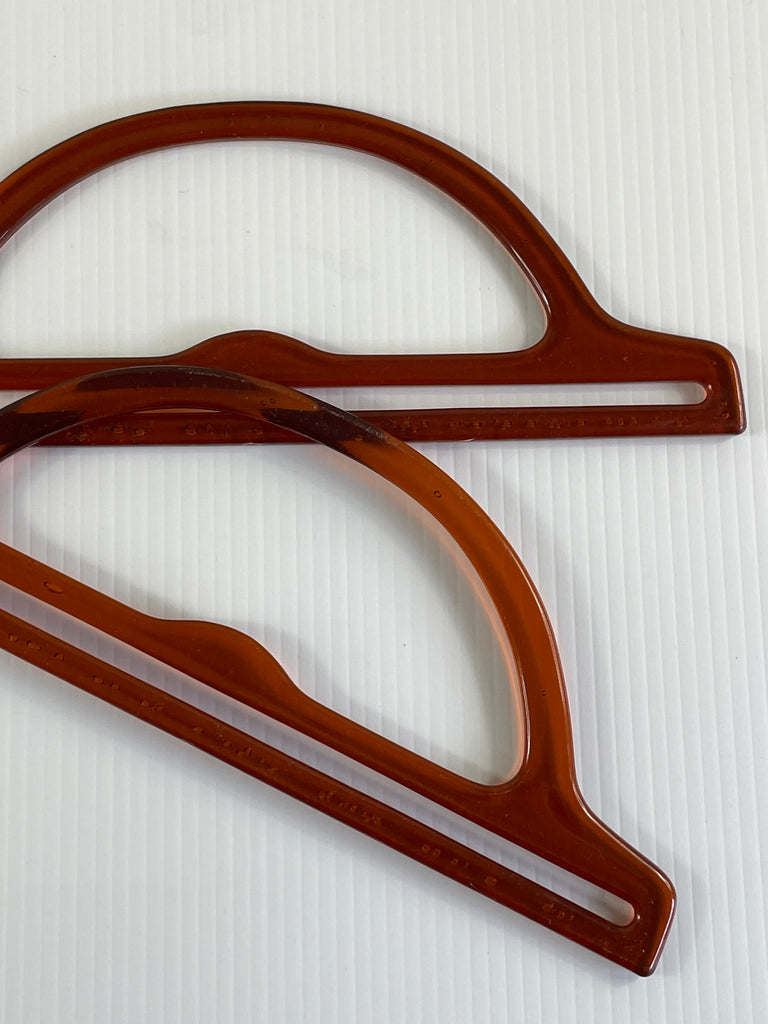 ONE SET ONLY: Genuine 1970s vintage brown plastic bag handles