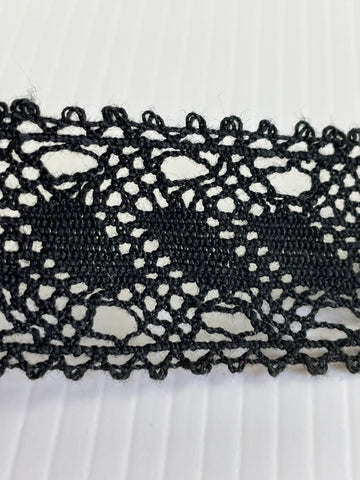 2m LEFT: vintage? intricate black lace trim 35mm wide