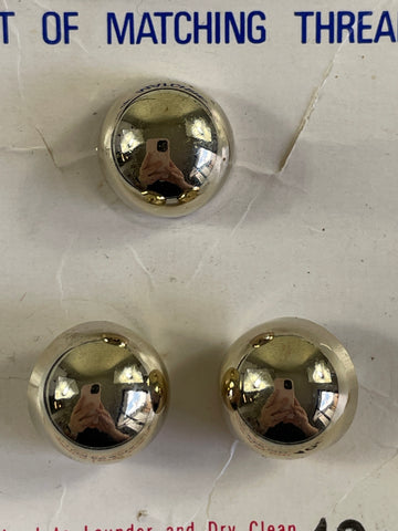 ONE SET ONLY: vintage 1970s high gold dome shank buttons on card 13mm