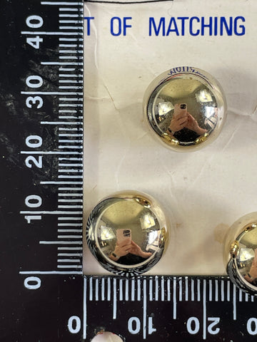 ONE SET ONLY: vintage 1970s high gold dome shank buttons on card 13mm