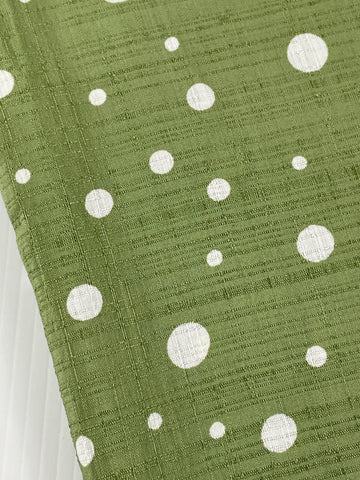 LAST 1/2m: Vintage Fabric 1960s Light Weight Fancy Weave Cotton w/ Mod Dots