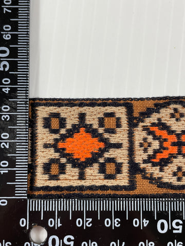2m LEFT: vintage 1960s 70s retro abstract woven trim 37mm