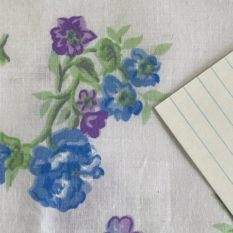 1m LEFT: Modern Cotton Blend Sheeting w/ White Base & Romantic Floral