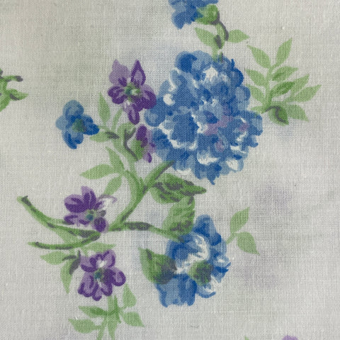 1m LEFT: Modern Cotton Blend Sheeting w/ White Base & Romantic Floral