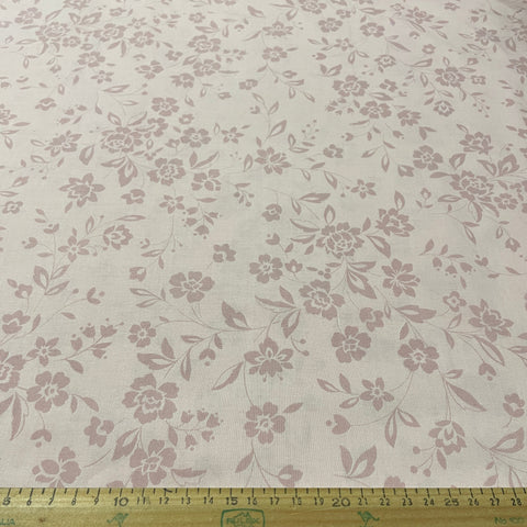 LAST 1/2m: Modern Lecien quilt cotton with muted pink floral FQ+
