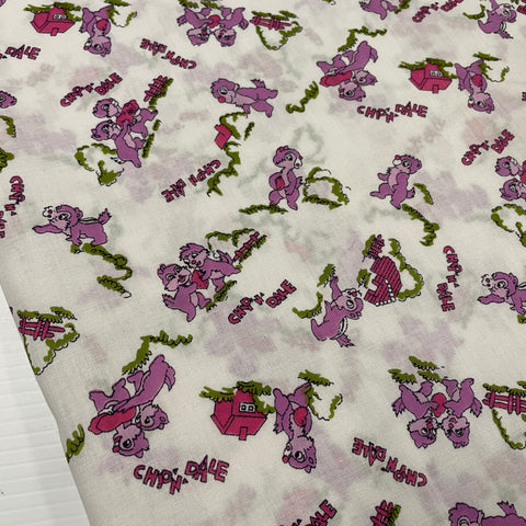 2m LEFT: Vintage Fabric Cotton Light Weight 1970s Chip n Dale Cartoon