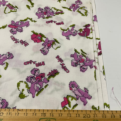 2m LEFT: Vintage Fabric Cotton Light Weight 1970s Chip n Dale Cartoon
