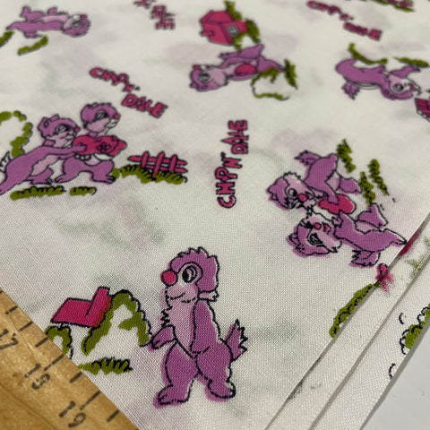 2m LEFT: Vintage Fabric Cotton Light Weight 1970s Chip n Dale Cartoon
