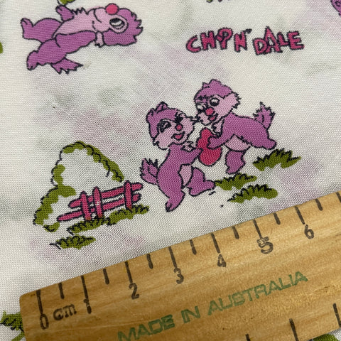 2m LEFT: Vintage Fabric Cotton Light Weight 1970s Chip n Dale Cartoon