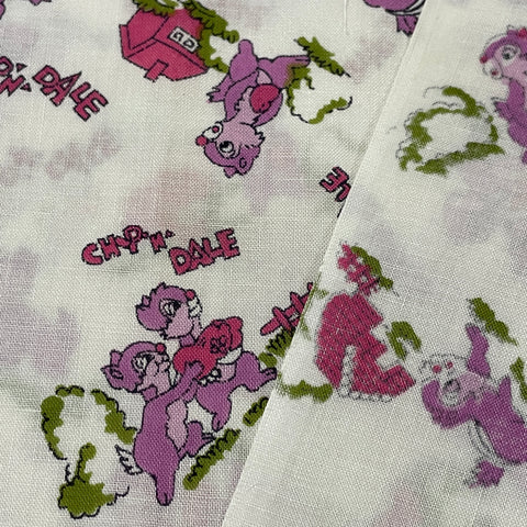 2m LEFT: Vintage Fabric Cotton Light Weight 1970s Chip n Dale Cartoon