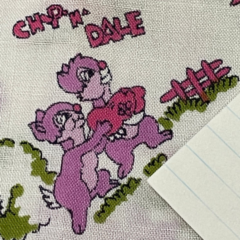 2m LEFT: Vintage Fabric Cotton Light Weight 1970s Chip n Dale Cartoon