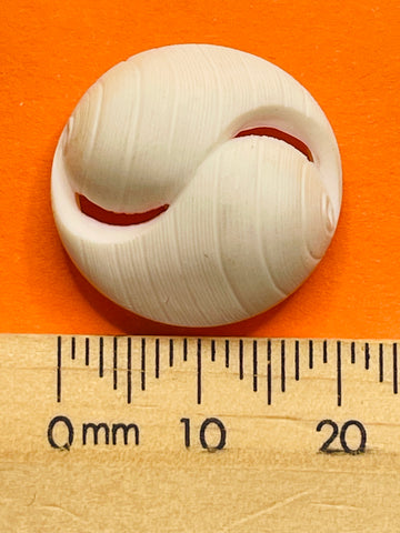 ONE SET ONLY: vintage white plastic shell shape shank buttons 20mm