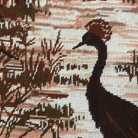 Magnificent Etoile Paris completed vintage needlework tapestry bird near lake 55cm x 69cm