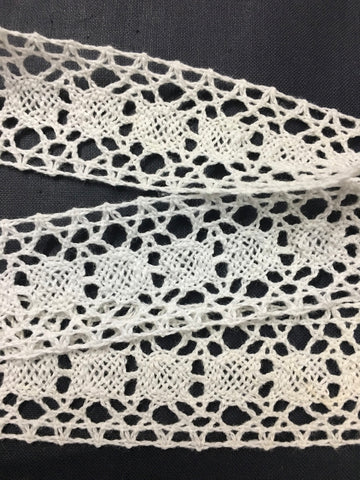 Vintage Woven Lace Trim 1970s White Cotton Whole Spool 30mm Wide