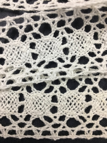 Vintage Woven Lace Trim 1970s White Cotton Whole Spool 30mm Wide
