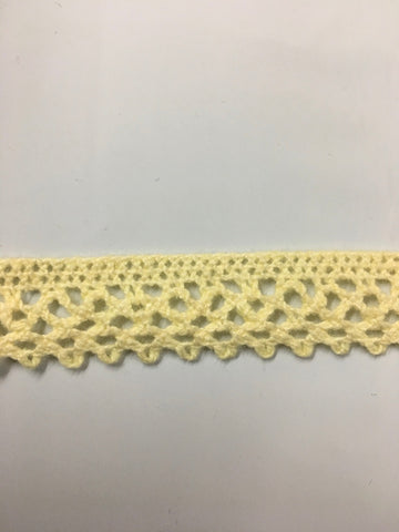 Vintage Woven Crochet Style Cotton Trim 1960s Lemon 15mm Wide